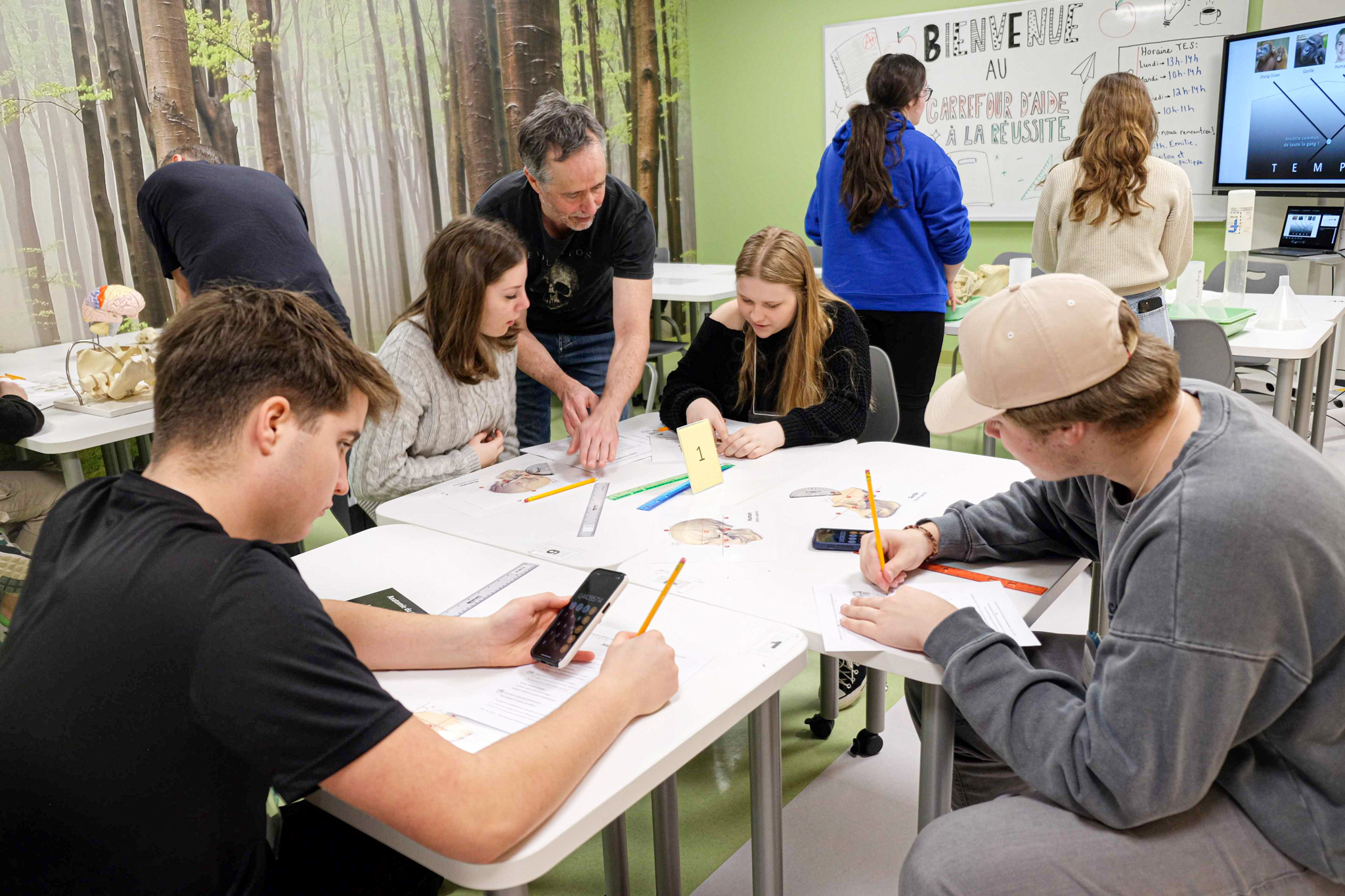 étudiants au travail dans un cours au cégep